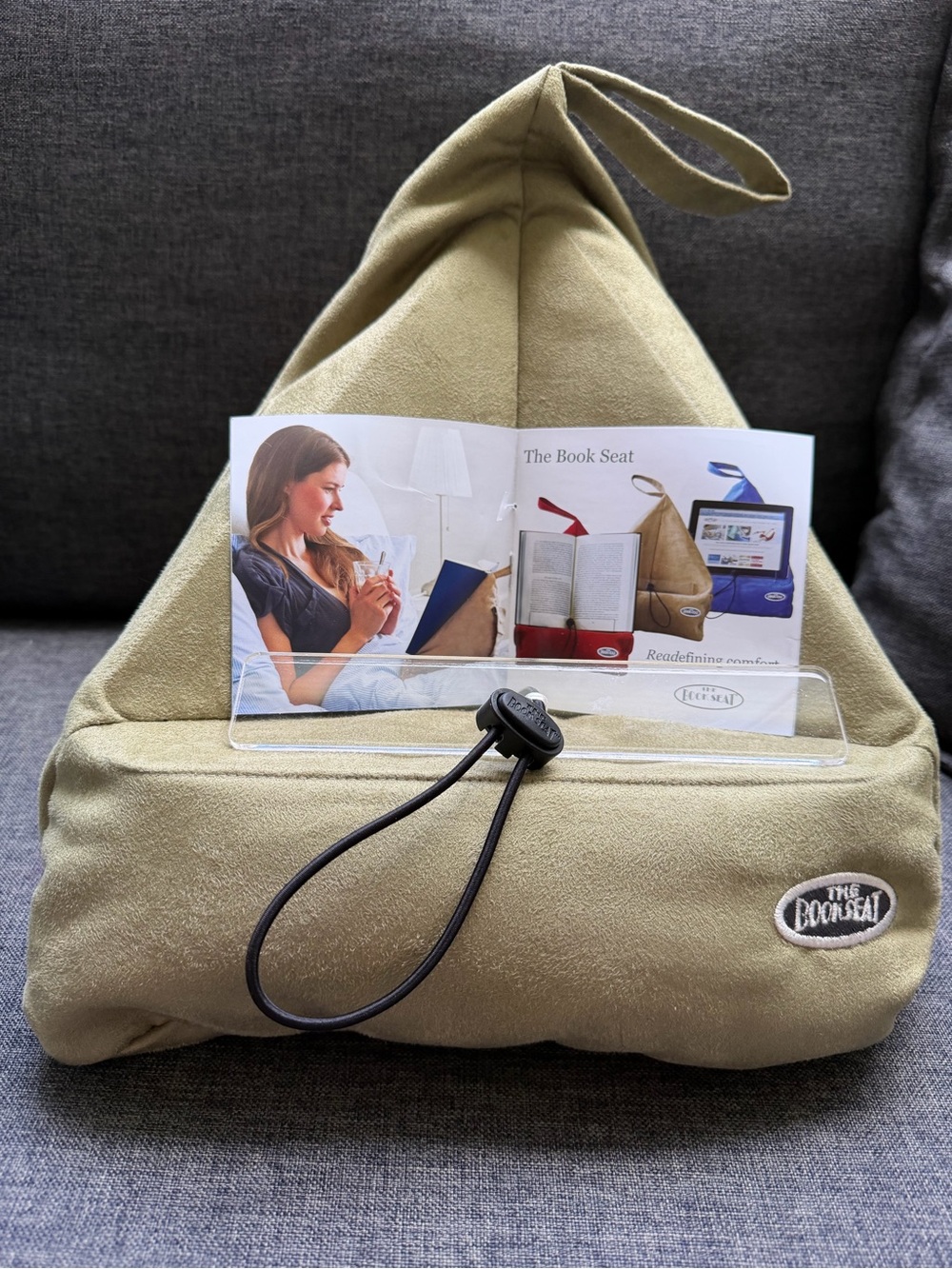 The Book Seat Reading Pillow in Olive Green